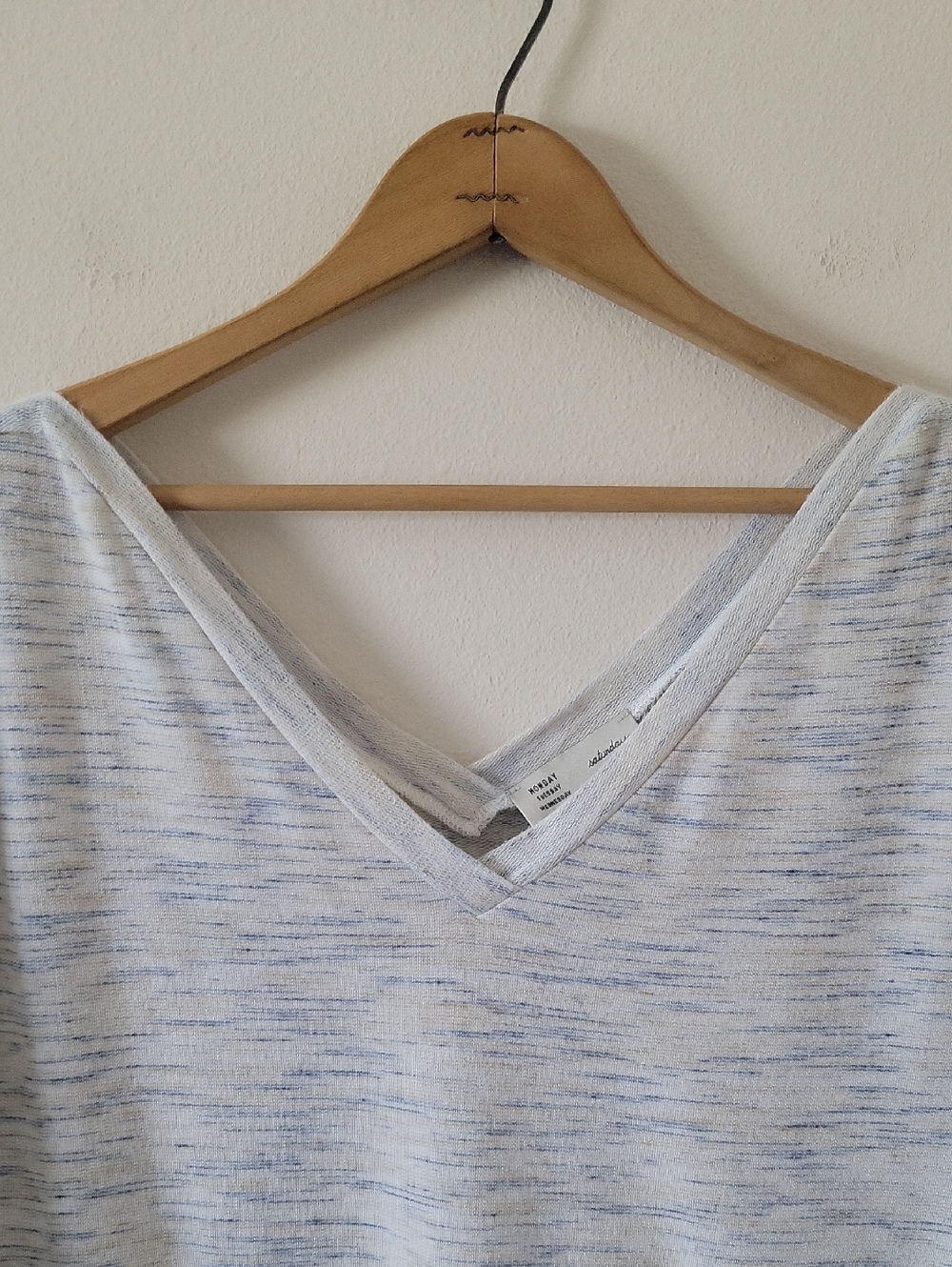 Saturday Sunday Cream Blue Space Dye Vneck Sweater Tunic Size Large - Picture 2 of 8